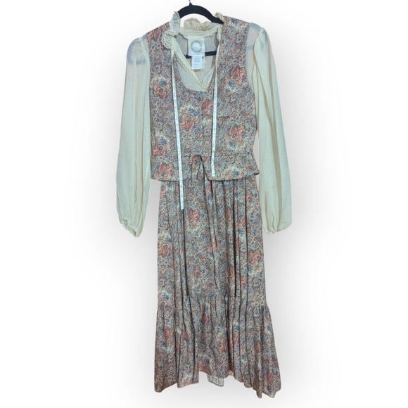 Ree Hepburn Arabesque Dresses & Skirts - Rae Hepburn Vintage Arabesque 2 Piece Floral Dress Set Cottage Prairie 70s